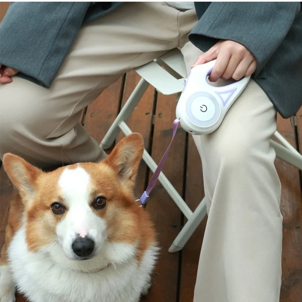 Streamer Led Lights Dog Leash Automatic Extending Nylon Leash Leads​
